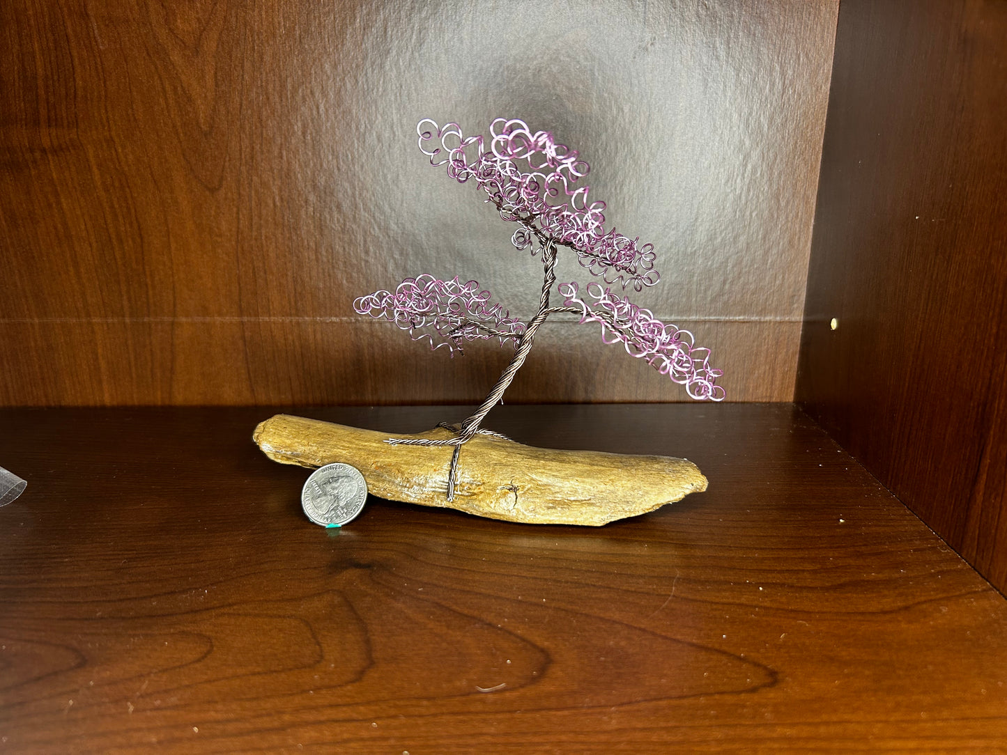 Small Pink Bonsai on Driftwood