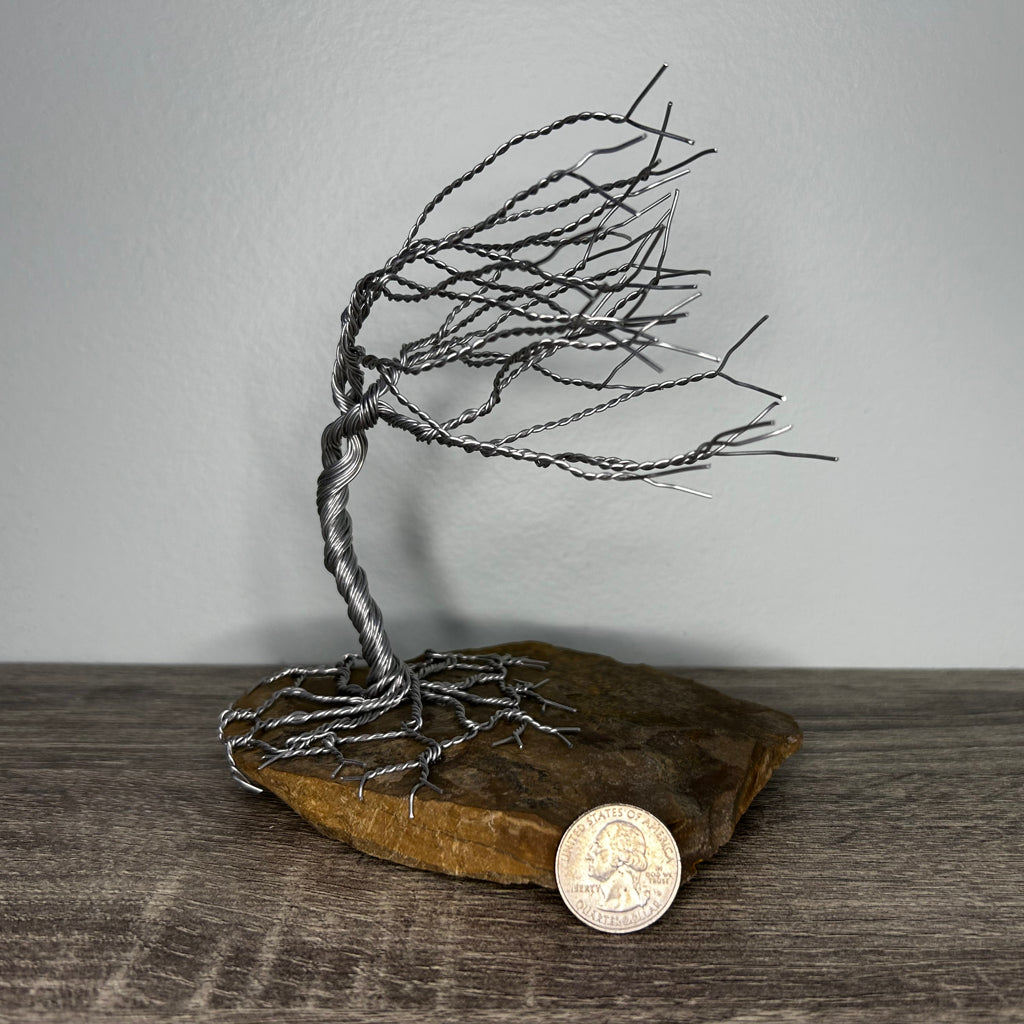 Wind Blown Tree - Silver on Rock