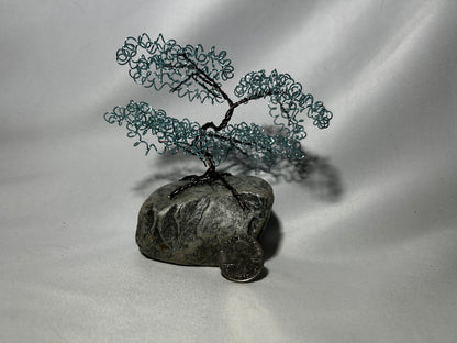 Small Light Blue Bonsai on Rock